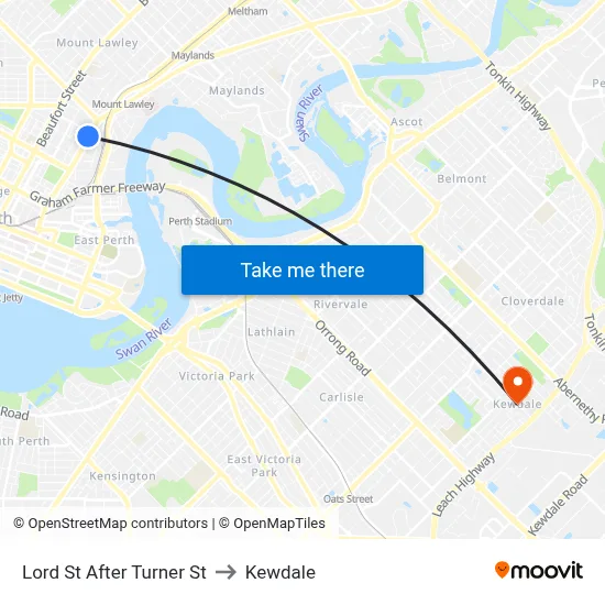 Lord St After Turner St to Kewdale map