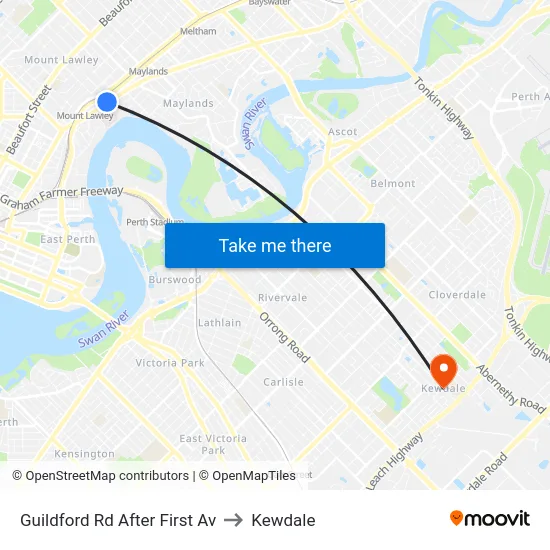 Guildford Rd After First Av to Kewdale map