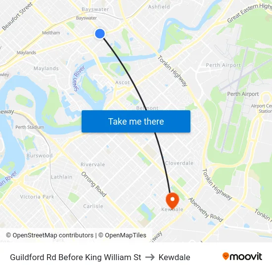 Guildford Rd Before King William St to Kewdale map