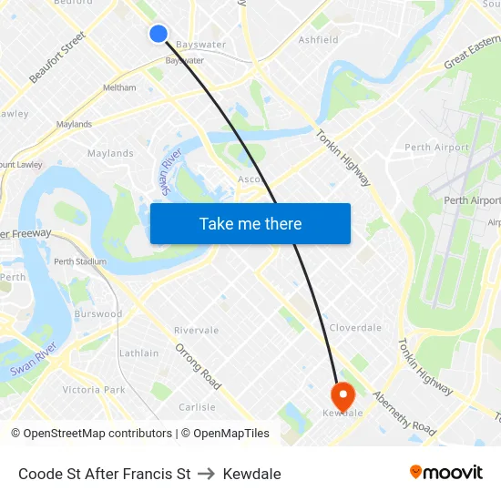 Coode St After Francis St to Kewdale map
