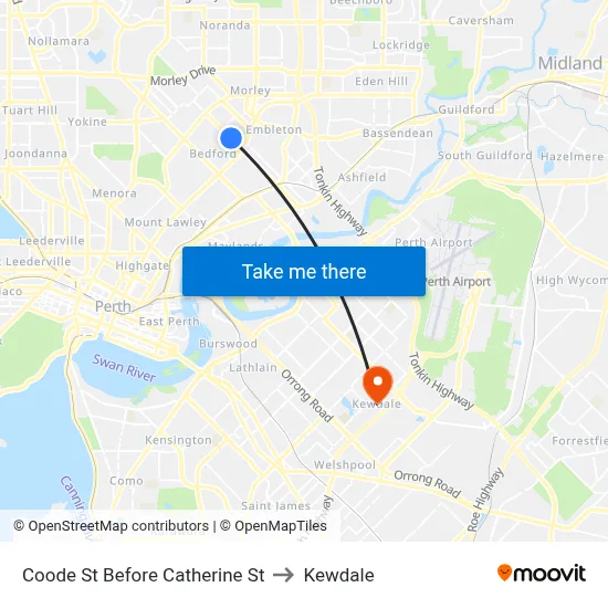 Coode St Before Catherine St to Kewdale map