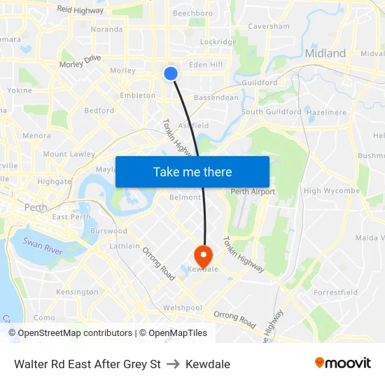 Walter Rd East After Grey St to Kewdale map