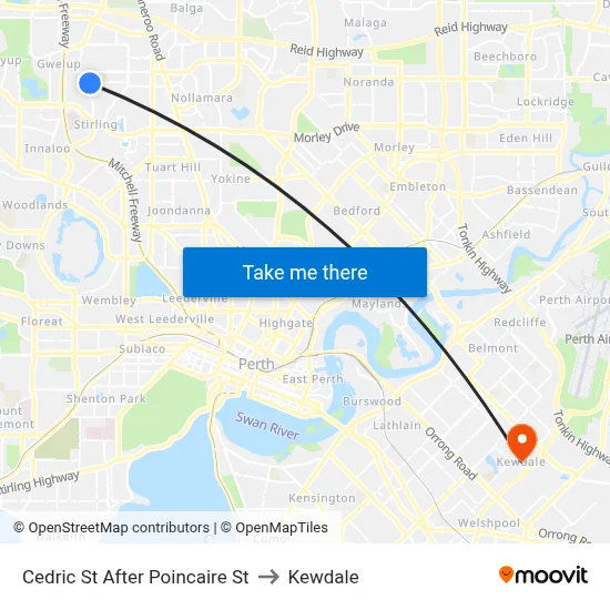 Cedric St After Poincaire St to Kewdale map