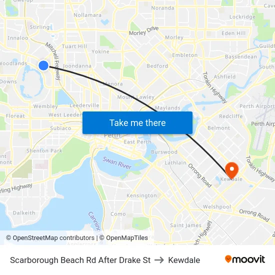 Scarborough Beach Rd After Drake St to Kewdale map