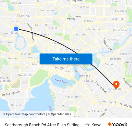 Scarborough Beach Rd Ellen Stirling Boulevard Cat Id 5 to Kewdale map