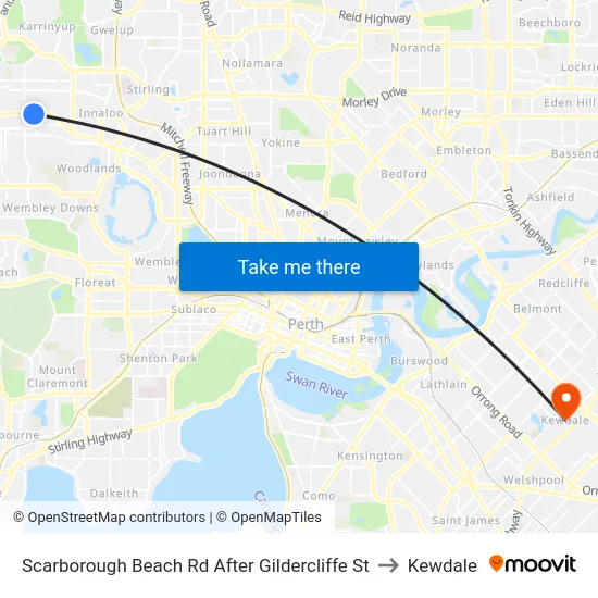 Scarborough Beach Rd After Gildercliffe St to Kewdale map