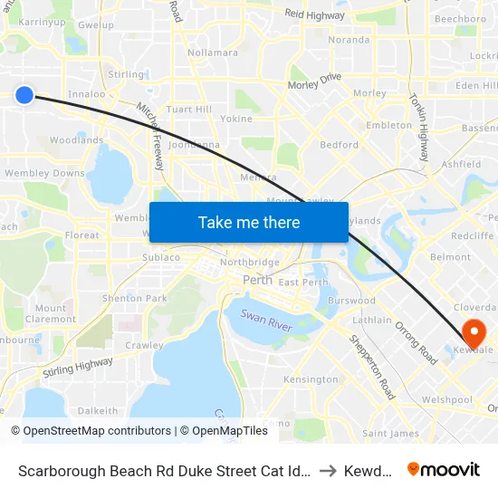 Scarborough Beach Rd Duke Street Cat Id 15 to Kewdale map