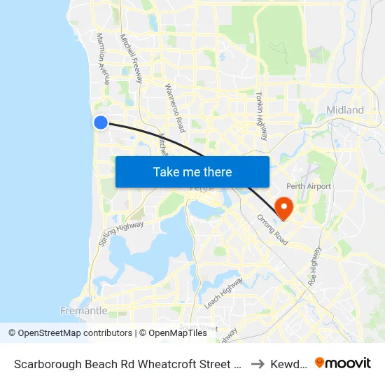 Scarborough Beach Rd Wheatcroft Street Cat Id 18 to Kewdale map