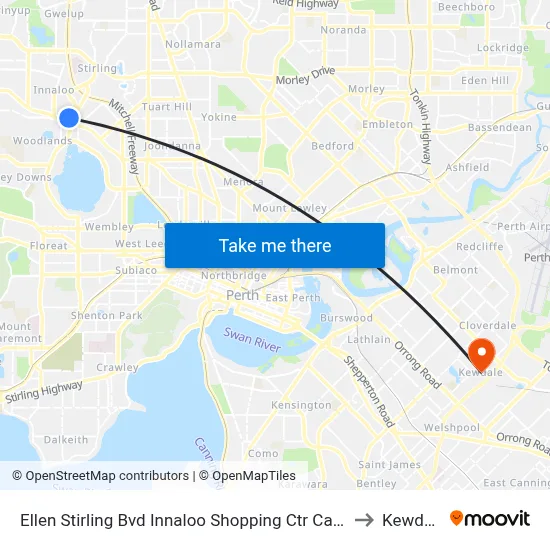 Ellen Stirling Bvd Innaloo Shopping Ctr Cat Id 4 to Kewdale map