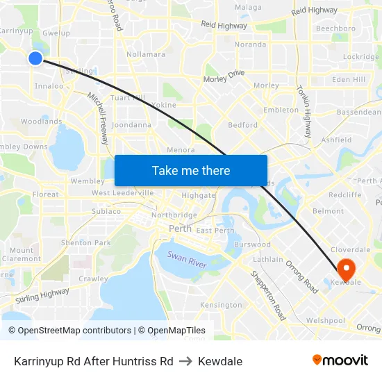 Karrinyup Rd After Huntriss Rd to Kewdale map