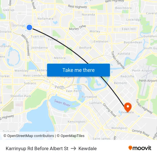Karrinyup Rd Before Albert St to Kewdale map