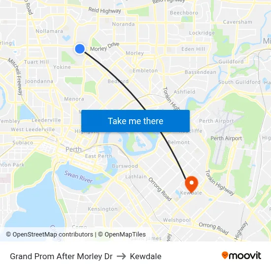 Grand Prom After Morley Dr to Kewdale map