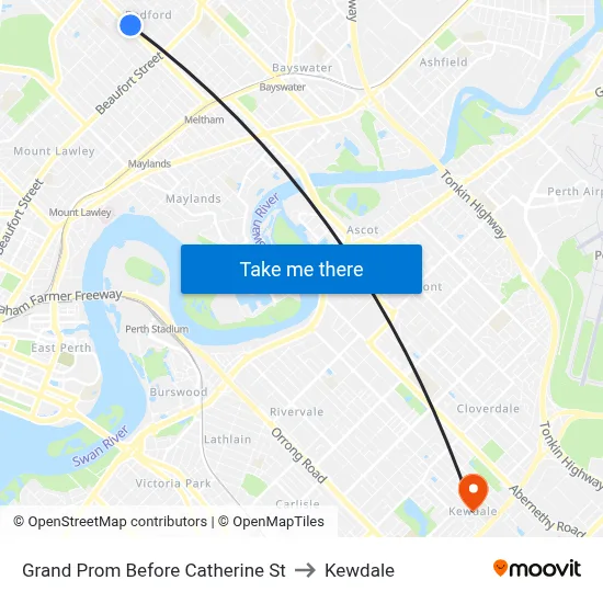 Grand Prom Before Catherine St to Kewdale map