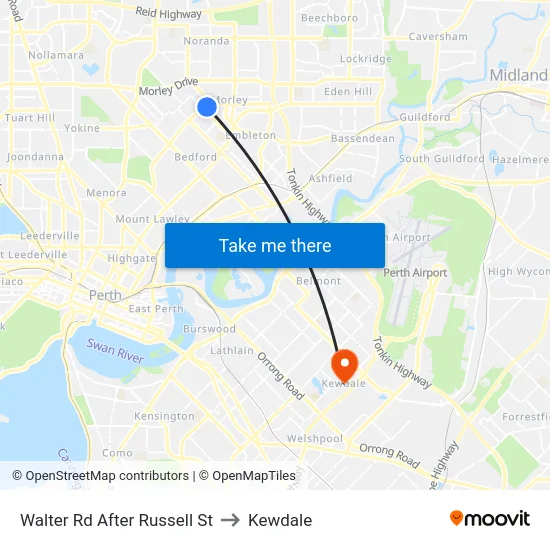 Walter Rd After Russell St to Kewdale map
