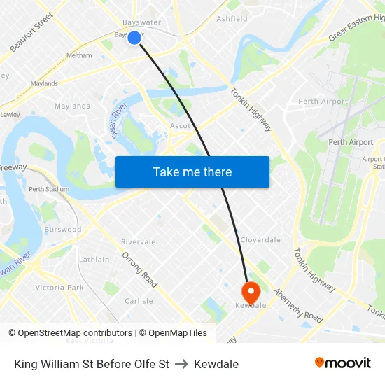 King William St Before Olfe St to Kewdale map