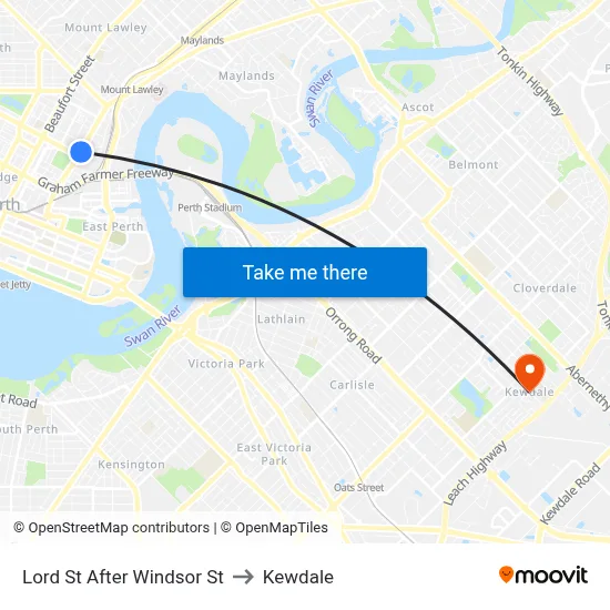 Lord St After Windsor St to Kewdale map