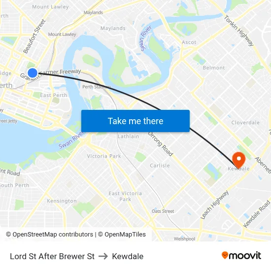 Lord St After Brewer St to Kewdale map