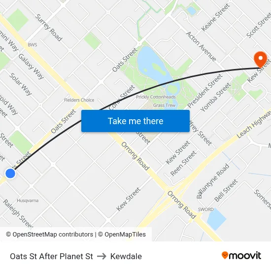Oats St After Planet St to Kewdale map