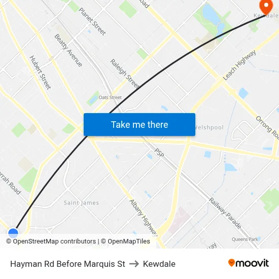 Hayman Rd Before Marquis St to Kewdale map