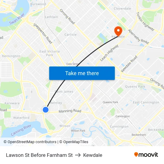 Lawson St Before Farnham St to Kewdale map