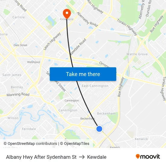 Albany Hwy After Sydenham St to Kewdale map