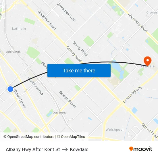 Albany Hwy After Kent St to Kewdale map