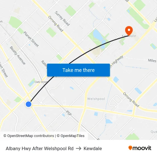 Albany Hwy After Welshpool Rd to Kewdale map