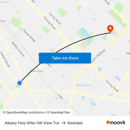 Albany Hwy After Hill View Tce to Kewdale map