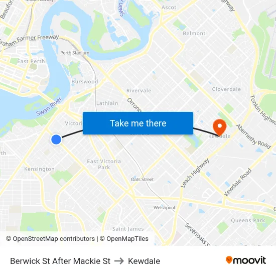 Berwick St After Mackie St to Kewdale map