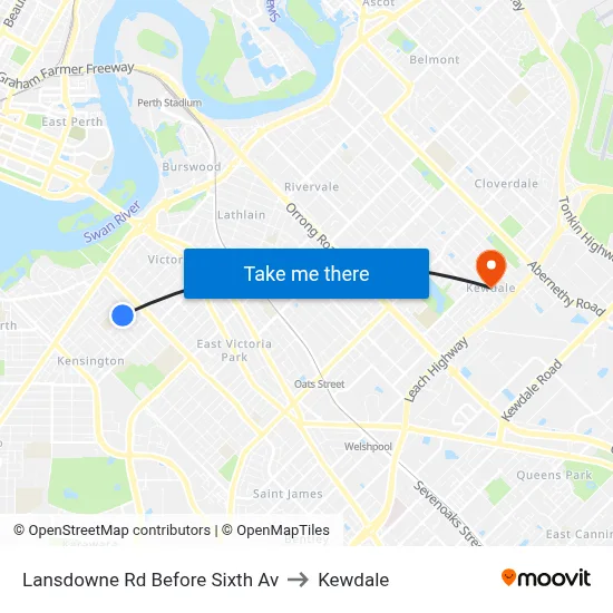 Lansdowne Rd Before Sixth Av to Kewdale map