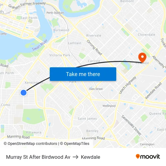 Murray St After Birdwood Av to Kewdale map