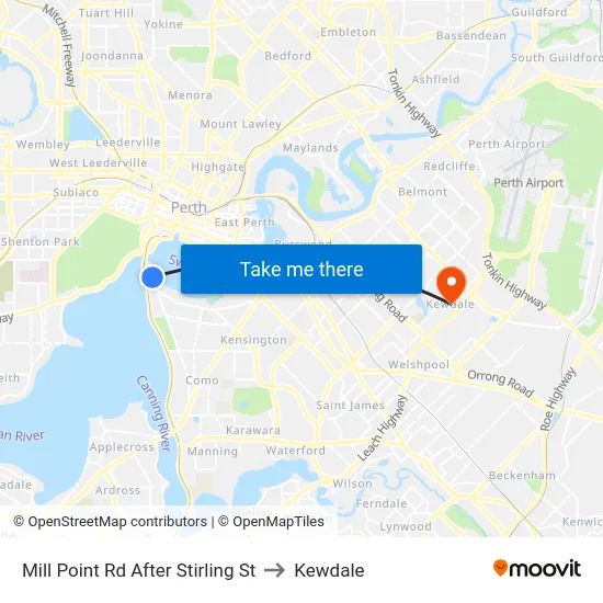 Mill Point Rd After Stirling St to Kewdale map