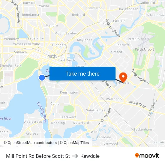 Mill Point Rd Before Scott St to Kewdale map