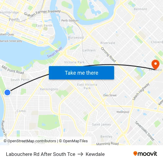 Labouchere Rd After South Tce to Kewdale map