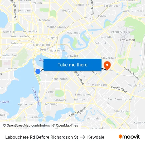 Labouchere Rd Before Richardson St to Kewdale map