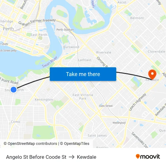 Angelo St Before Coode St to Kewdale map