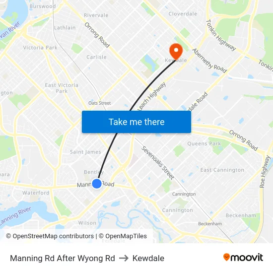 Manning Rd After Wyong Rd to Kewdale map