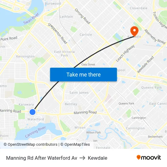 Manning Rd After Waterford Av to Kewdale map