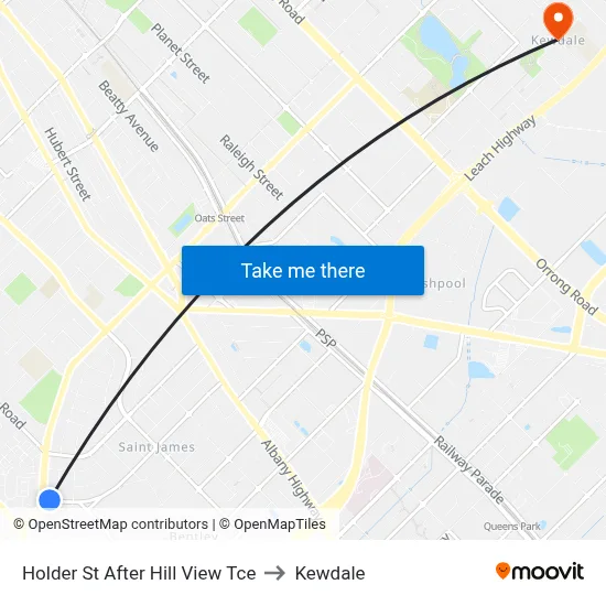 Holder St After Hill View Tce to Kewdale map