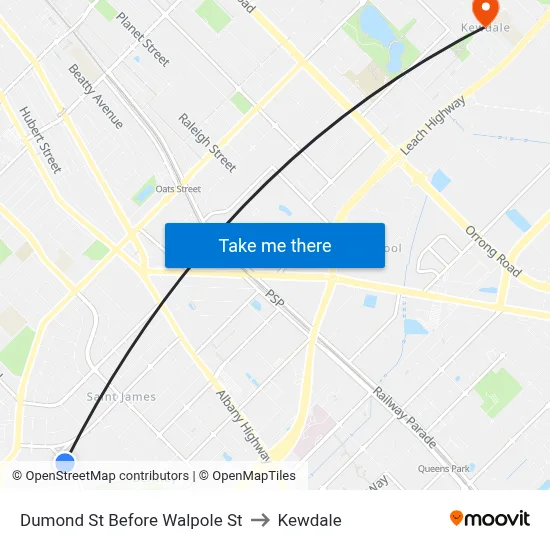 Dumond St Before Walpole St to Kewdale map