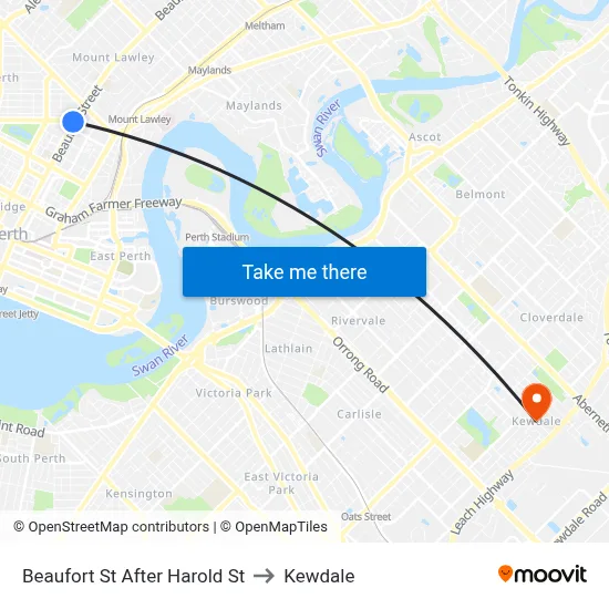 Beaufort St After Harold St to Kewdale map