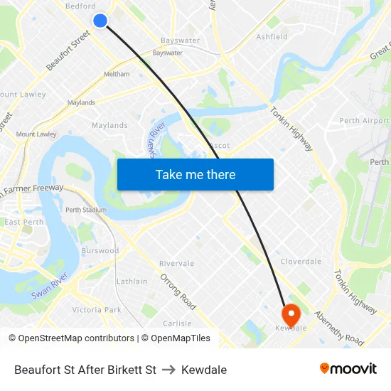 Beaufort St After Birkett St to Kewdale map