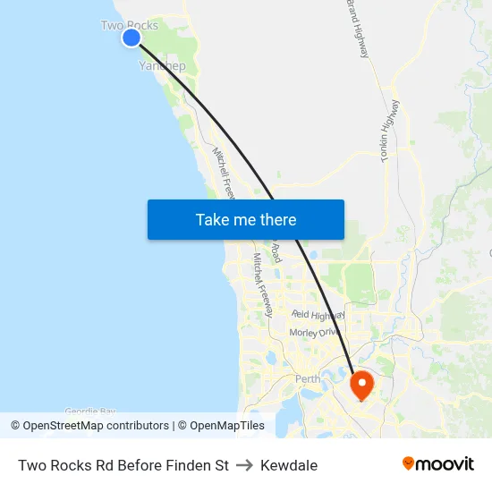 Two Rocks Rd Before Finden St to Kewdale map
