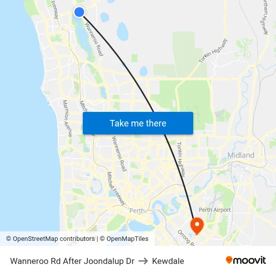 Wanneroo Rd After Joondalup Dr to Kewdale map