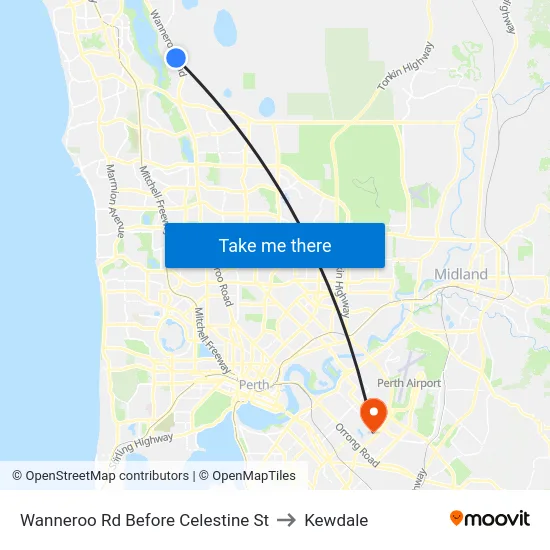 Wanneroo Rd Before Celestine St to Kewdale map
