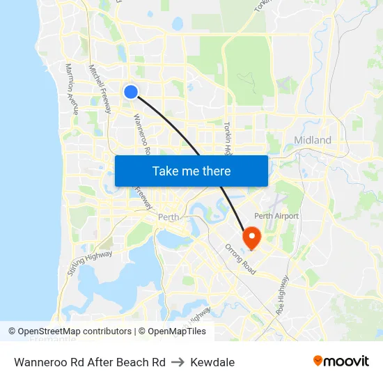 Wanneroo Rd After Beach Rd to Kewdale map