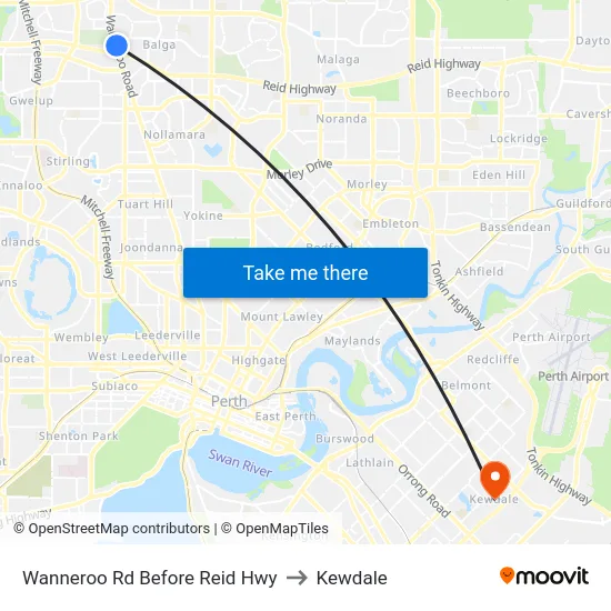 Wanneroo Rd Before Reid Hwy to Kewdale map