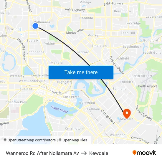 Wanneroo Rd After Nollamara Av to Kewdale map