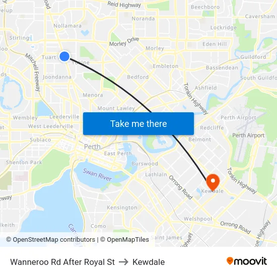 Wanneroo Rd After Royal St to Kewdale map