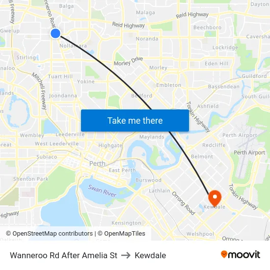 Wanneroo Rd After Amelia St to Kewdale map